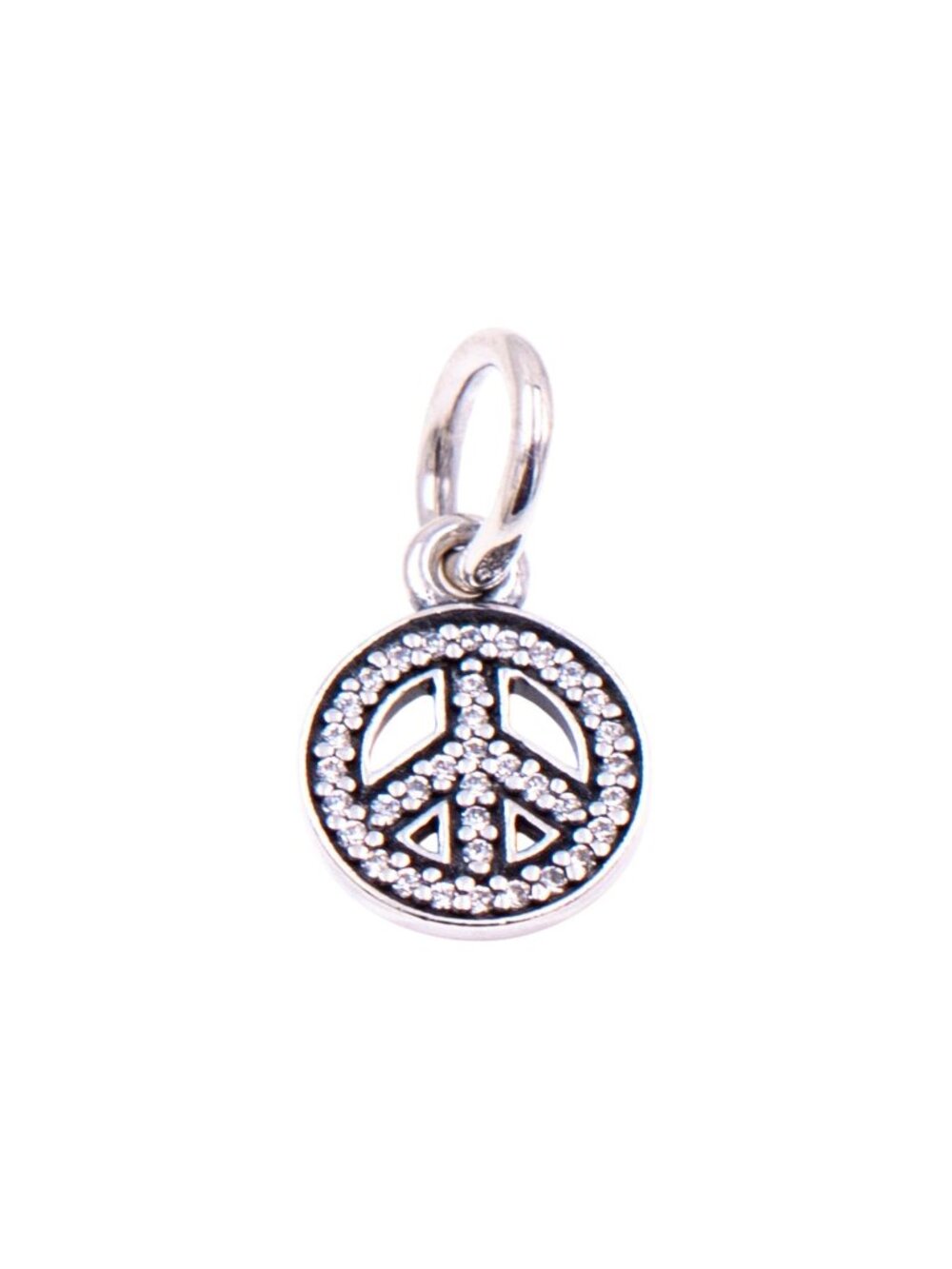 Pandora Retired Symbol of Peace Sterling Silver Clear CZ Dangle Charm